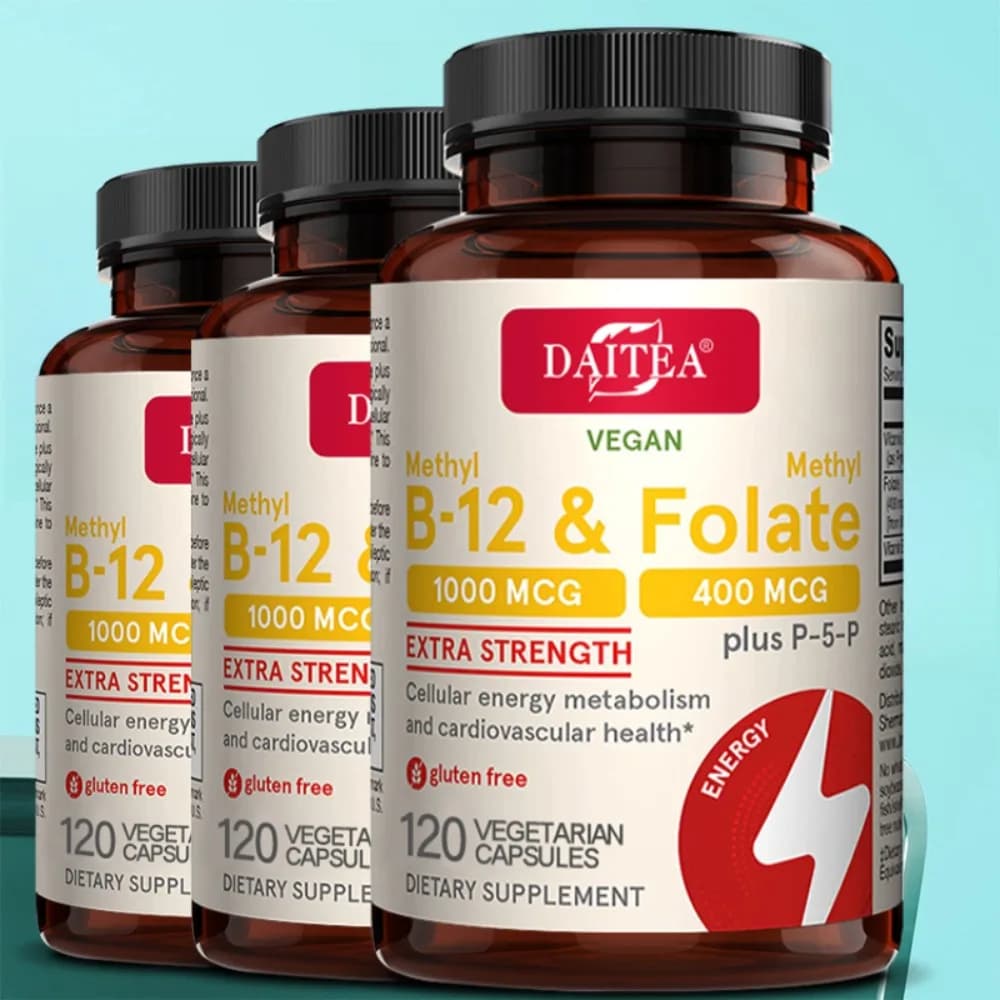 Methyl B-12 & Methyl Folate Supplement, Supports Cellular Energy Production, Healthy Brain Function & Metabolism