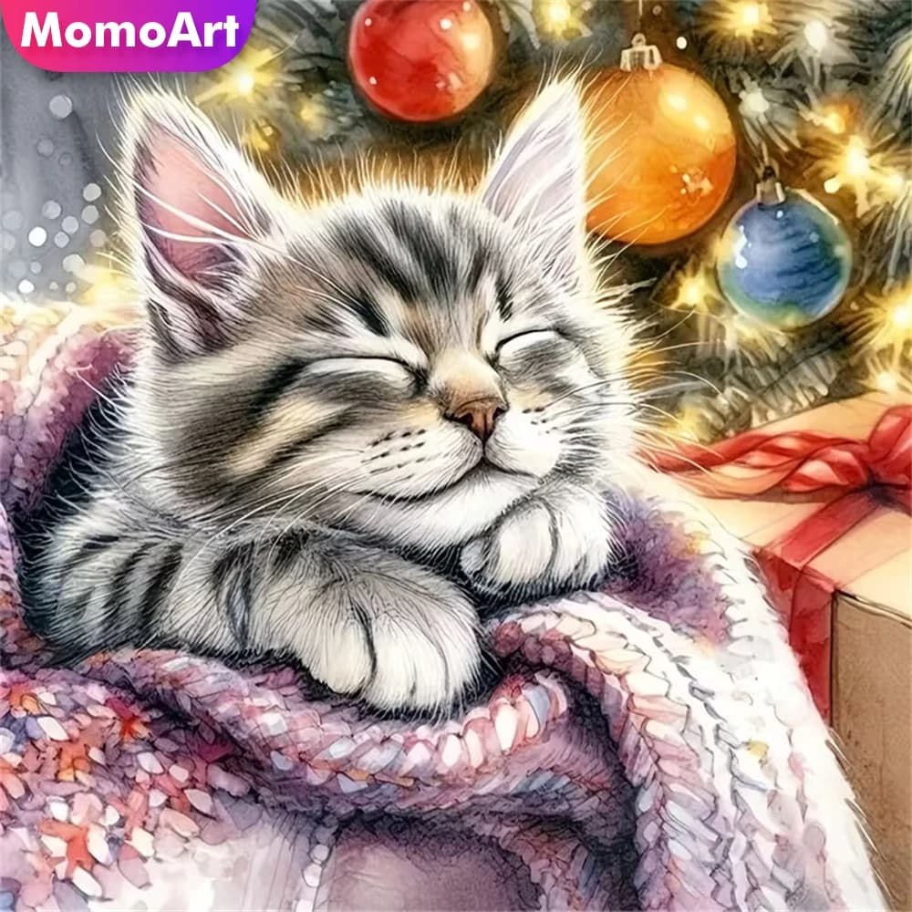 Momoart Diamond Mosaic Cat Animal DIY Suitable for Beginners Diamond Painting Full Square Round Embroidery Craft Handmade Gift