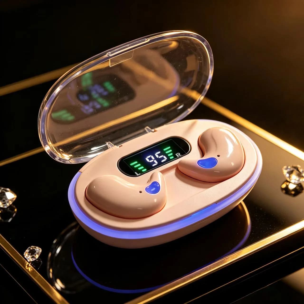 Open Ear Sleep Bluetooth Earbuds LED Digital Display Wireless Headphones, Low Latency Sport Earphone, IPX4 Sweatproof Headset
