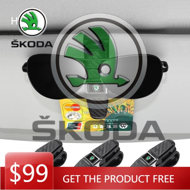 Adesivo per auto Skoda, 1 pz, clip portatile per biglietti e carte, supporto occhiali per Skoda Octavia A5 A7 Fabia Superb