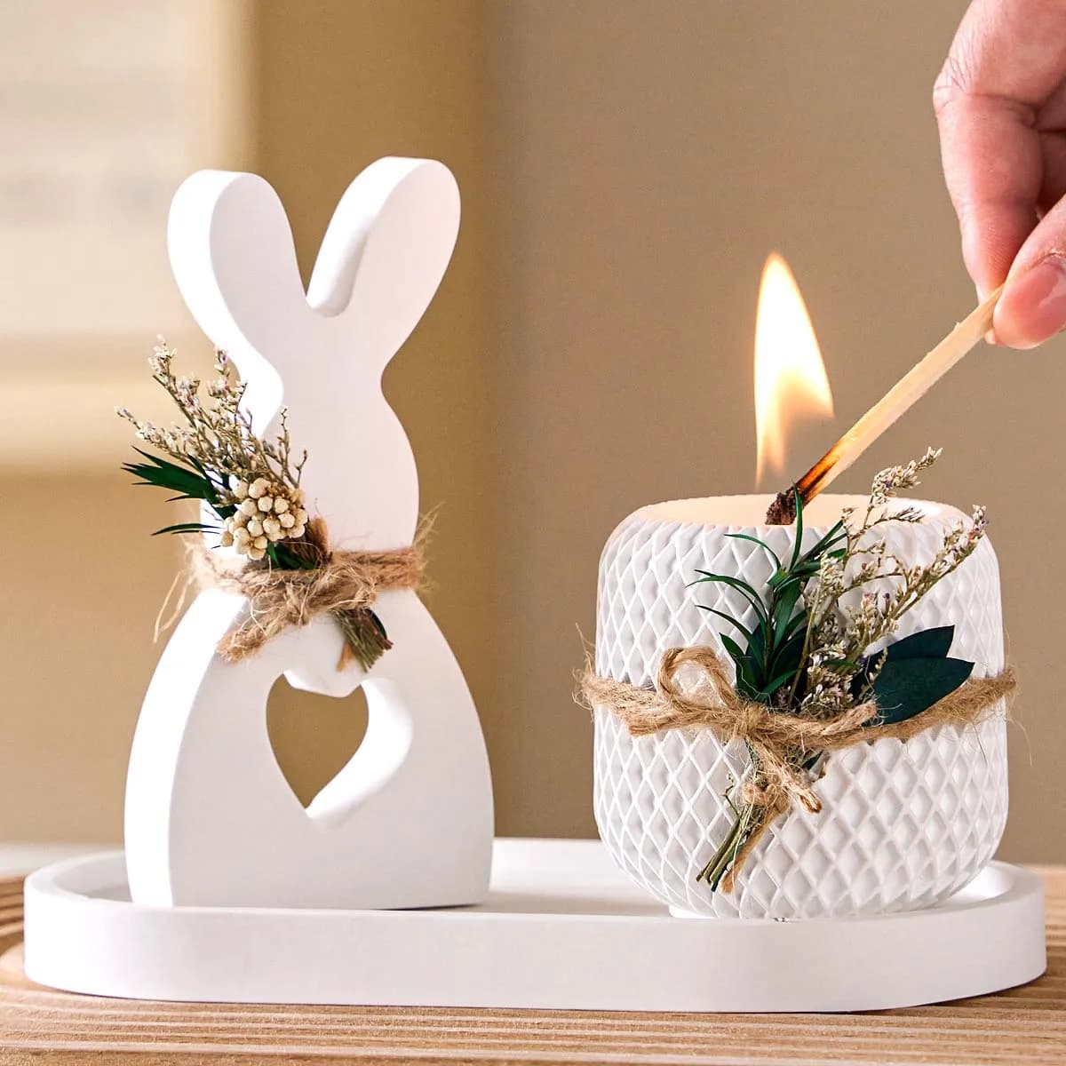Set di Stampi in Silicone per Ornamenti Pasquali a Forma di Coniglio, per Candele, Vasi, Vassoi Ovali, Stampi per Resina e Argilla