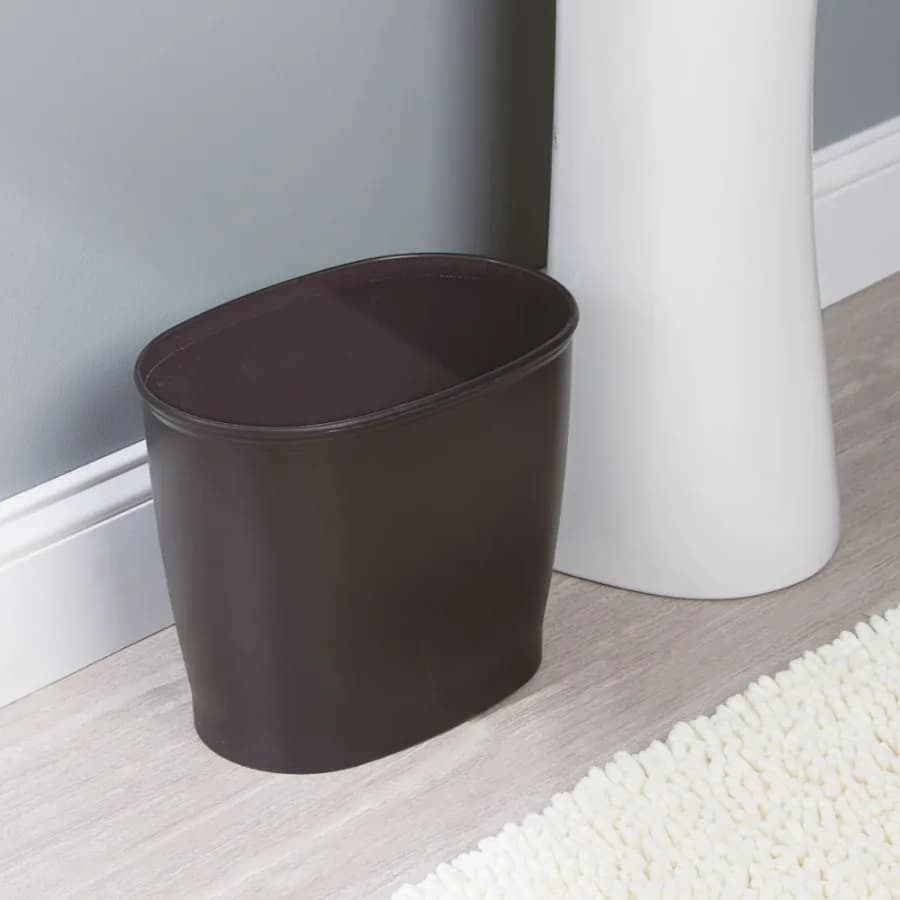Cestino per Rifiuti Kent Oval per Bagno, Camera da Letto, Ufficio - Finitura Bronzo, Design Compatto, Coperchio a Chiusura Silenziosa, Metallo Resistente alla Ruggine