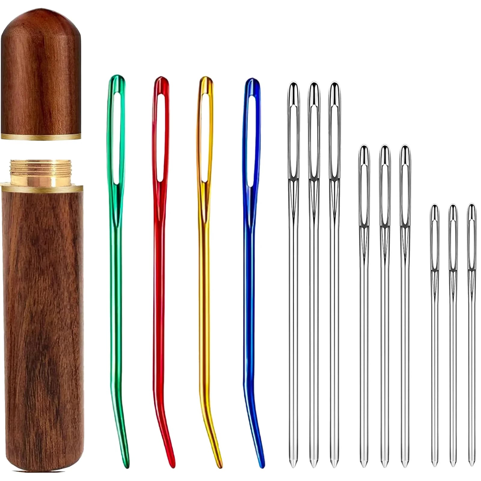 Large Eye Stainless Steel Bent Tapestry Darning Sewing Needles Kit With Storage Box For Knitting Crochet Embroidery Yarn Craft