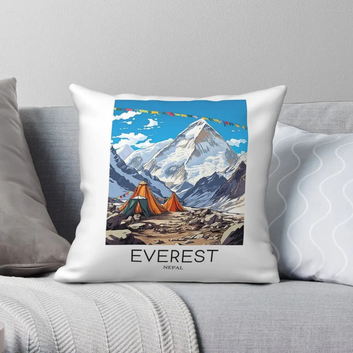 Travel Mount Everest Nepal Federa in poliestere e lino con motivo in velluto con cerniera Federa decorativa per cuscino per la casa