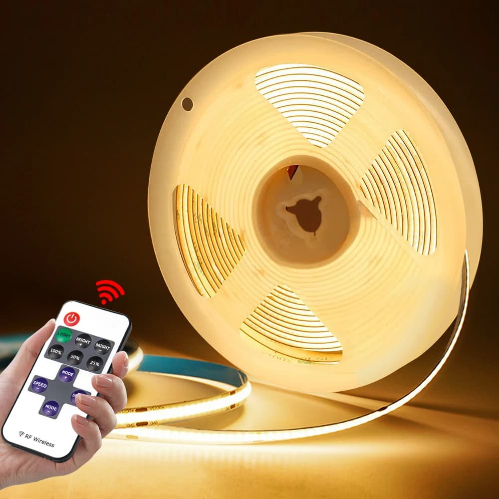 Striscia LED COB dimmerabile USB DC5V, striscia LED COB bianca/bianco caldo 2M 3M 5M con dimmer telecomando RF per illuminazione domestica