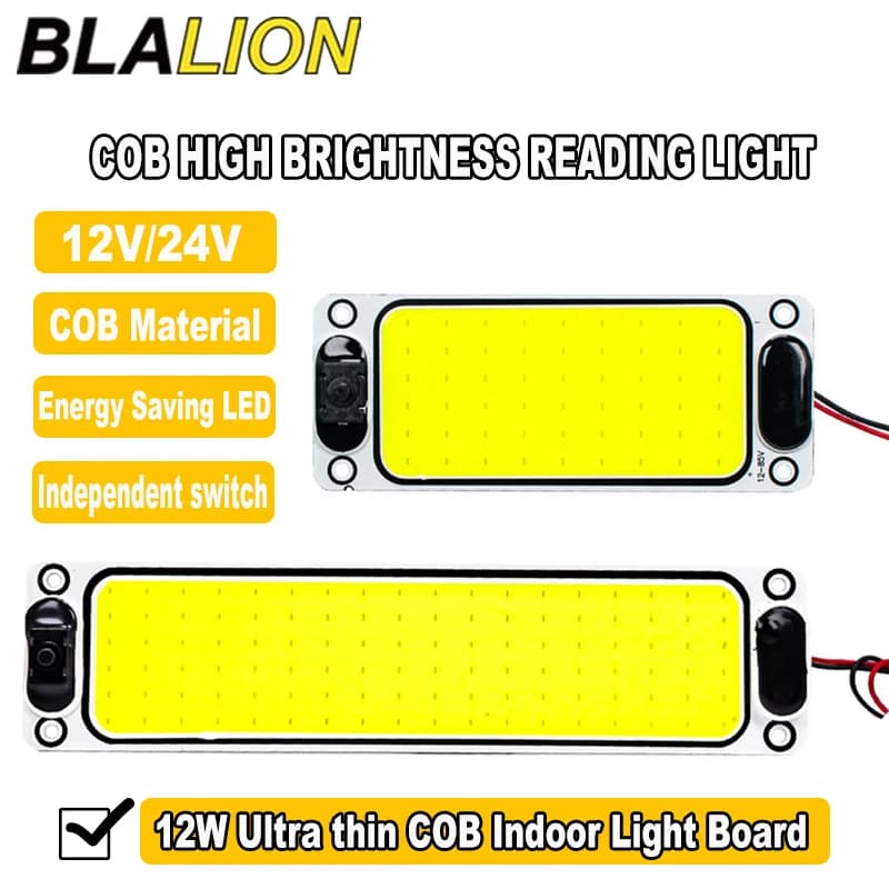 BLALION LED 12-24V Illuminazione interna per auto Lettura Striscia Luce interna Lampada da soffitto con interruttore On Off per camion Van