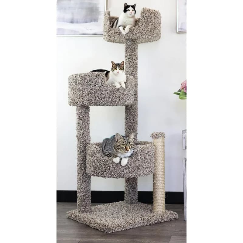 Albero per gatti in vero legno e tappeto, maculato