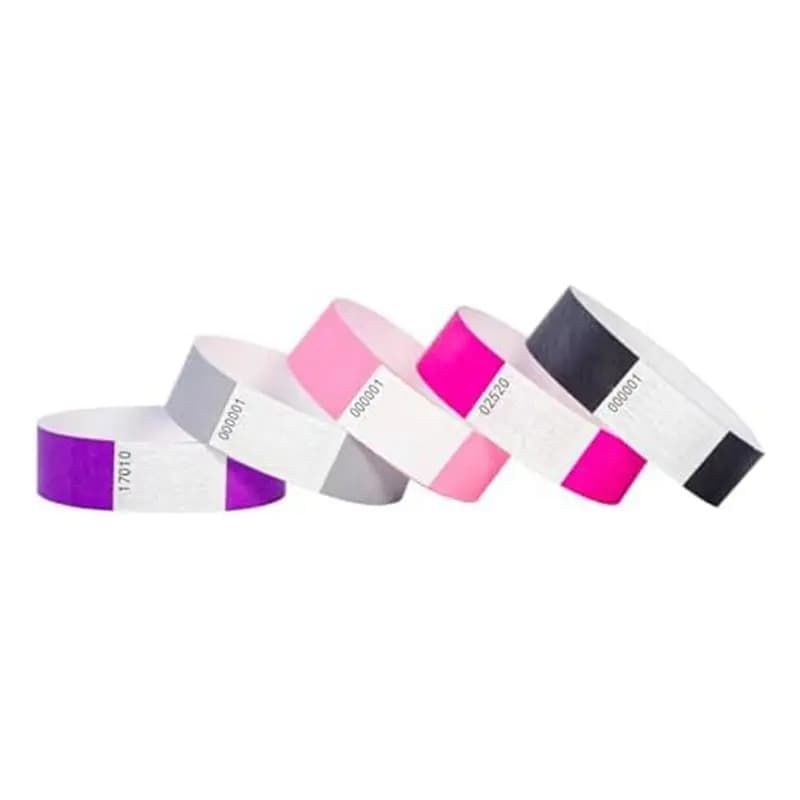 Colorful Tyvek B29C-5 Bracelets for Events - Pack of 500 tear-resistant and waterproof identifying bracelets, durable and easy to install A