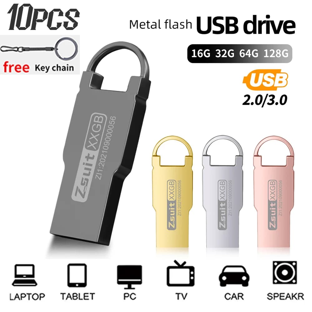 Zsuit 10 Pz/lotto Chiavetta USB Mini Pen Drive 8G Chiavetta USB 128GB Pendrive 64gb 32gb Disco Metallico USB Logo Personalizzato Chiavetta USB