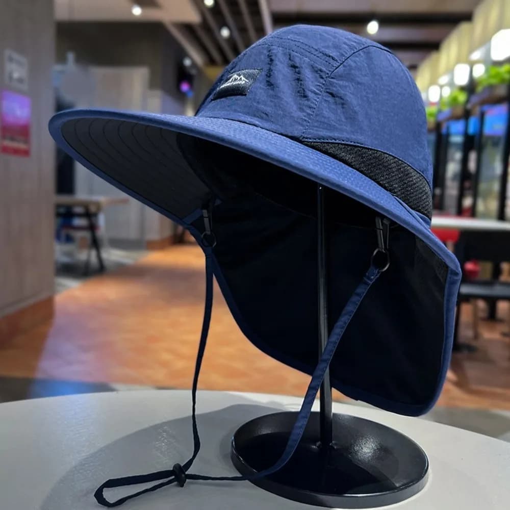 Wide Brim Shawl Neck Protection Sun Cap Neck Ear Cover Bucket Cap Sunshade Hat Visor Sun Protection Men Fisherman Hat Climbing