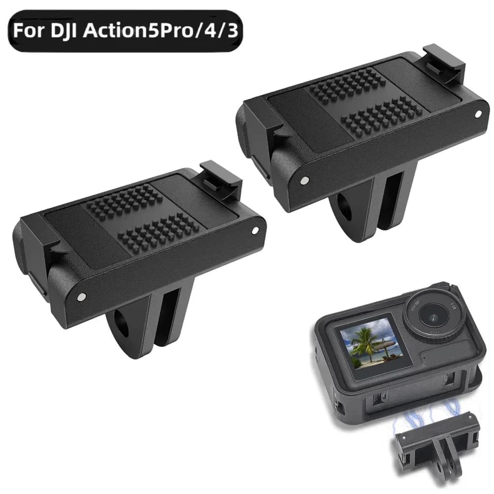 2x Magnetic Quick Release Mount For DJI Action 5 Pro 4 3 Camera Adapter Stable Holder For Vlogging Selfie Outdoor Sports Gear