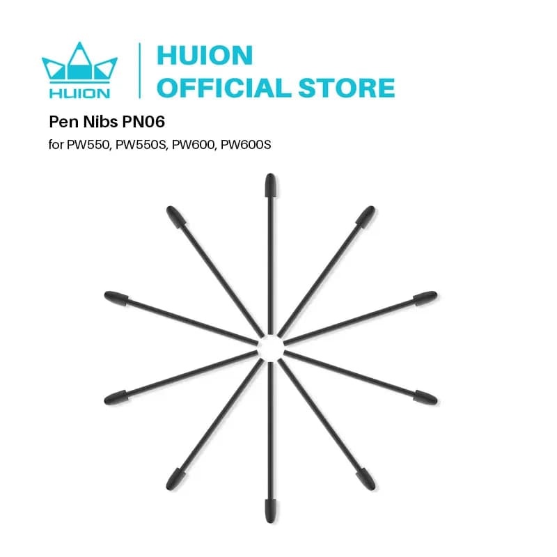 HUION Confezione da 10 pennini di ricambio per pennino PN06 per tavoletta da disegno PW550, PW550S, PW600, PW600S