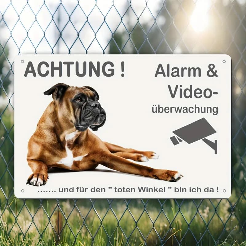 Targa in metallo con segnale di avvertimento per cani Boxer, 8x12 pollici, in latta senza cornice per decorazione da parete esterna, regalo per videocitofono con allarme