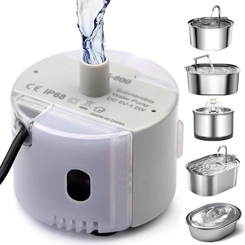 Pet Fountain Motor Submersible Pump Cat Water Drinker SMA-800 USB Water Pump Cats Fountain Accessories Mute DC ，cleaning kit