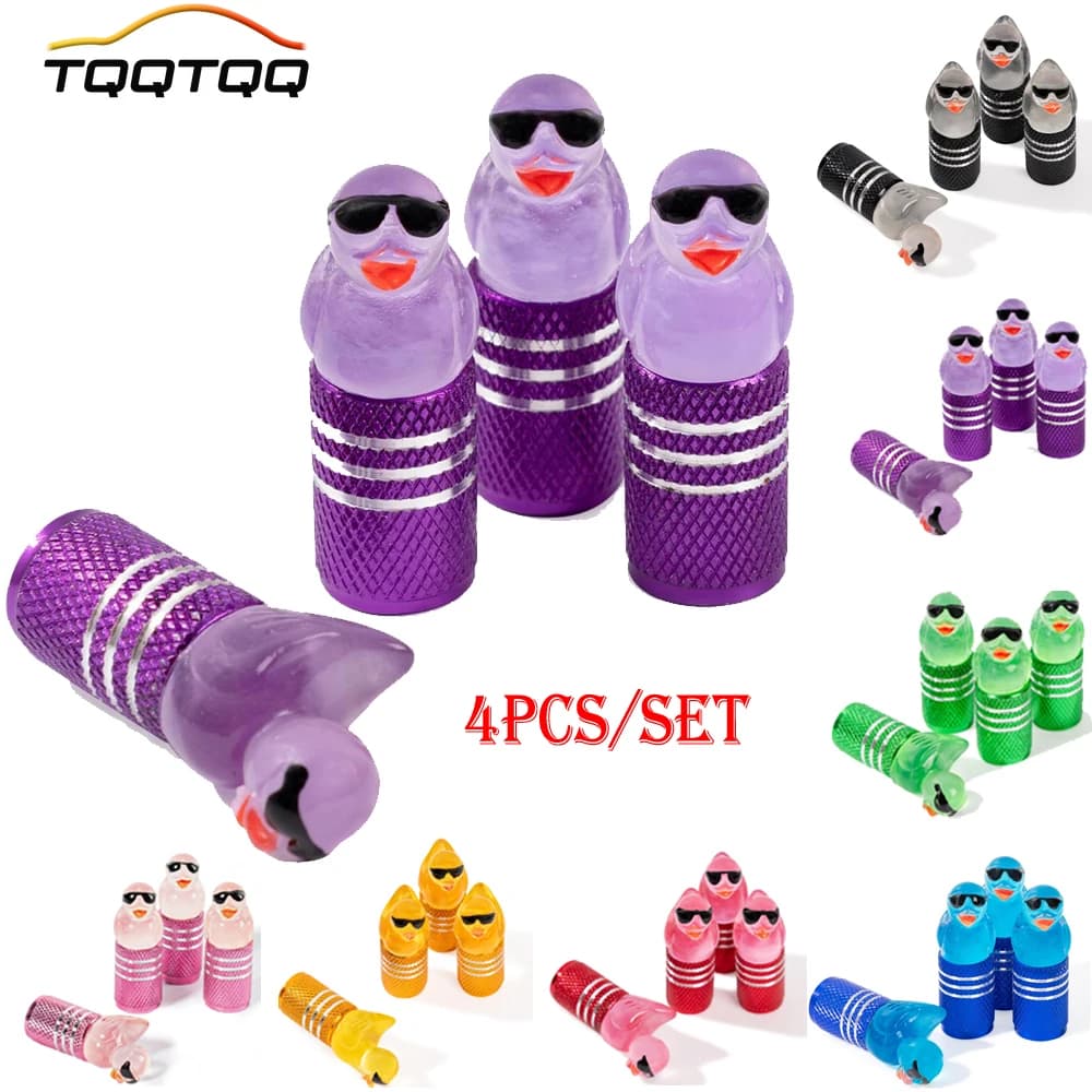 4PCS Duck Tire Valve Stem Caps with O Rubber Ring, Universal Tire Valve Caps for Car SUV Truck Bike Motorcycles Wheel