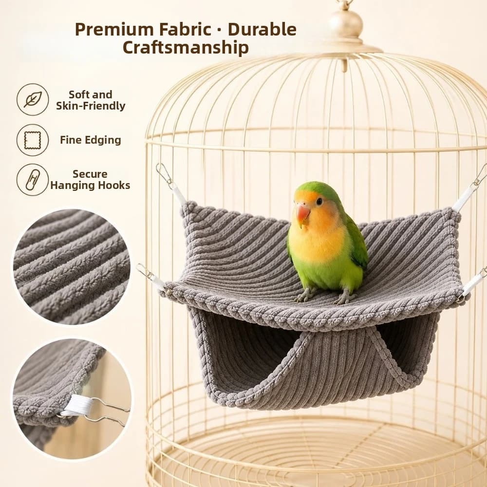 Thickened Double Layered Bird Hammock Soft Cozy Warm Plush/Cooling Hanging Sleeping Bag Fluffy Double-sided Hamster Hammock