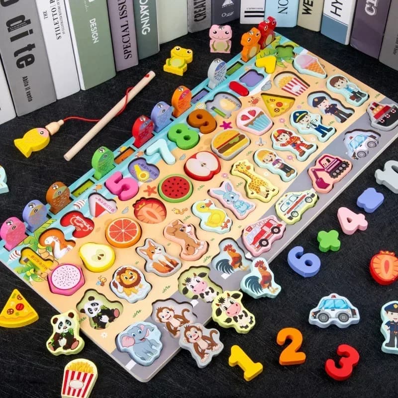 Giocattoli educativi Puzzle Board per gioco di apprendimento Montessori Conteggio matematico Pesca Giocattolo di abbinamento dei colori per regalo per bambini