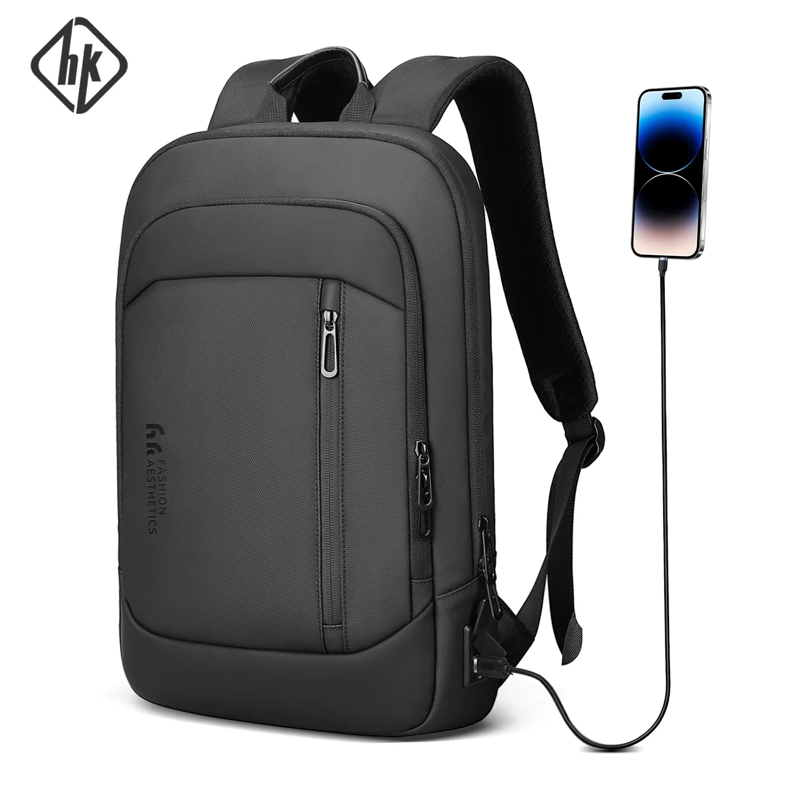 HK Men's Lightweight Work Backpack Laptop Backpack 15.6 inch with USB port Waterproof Anti-theft Backpack School Computer Bag