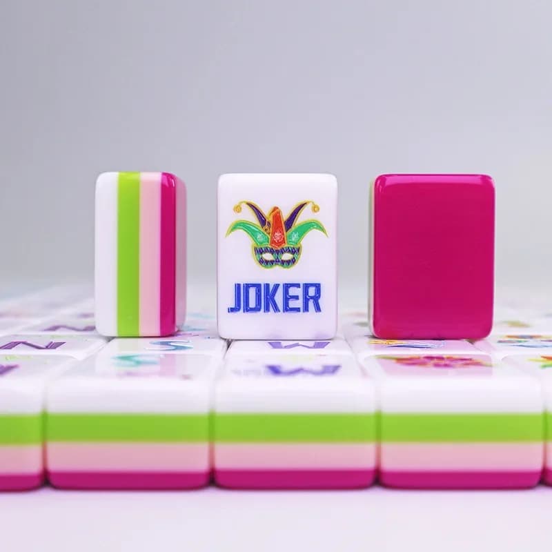 Set di 160 Tessere Mahjong per Adulti, Gioco Mahjong Americano in Acrilico a 4 Strati con Retro Magenta, Set da Viaggio Portatile