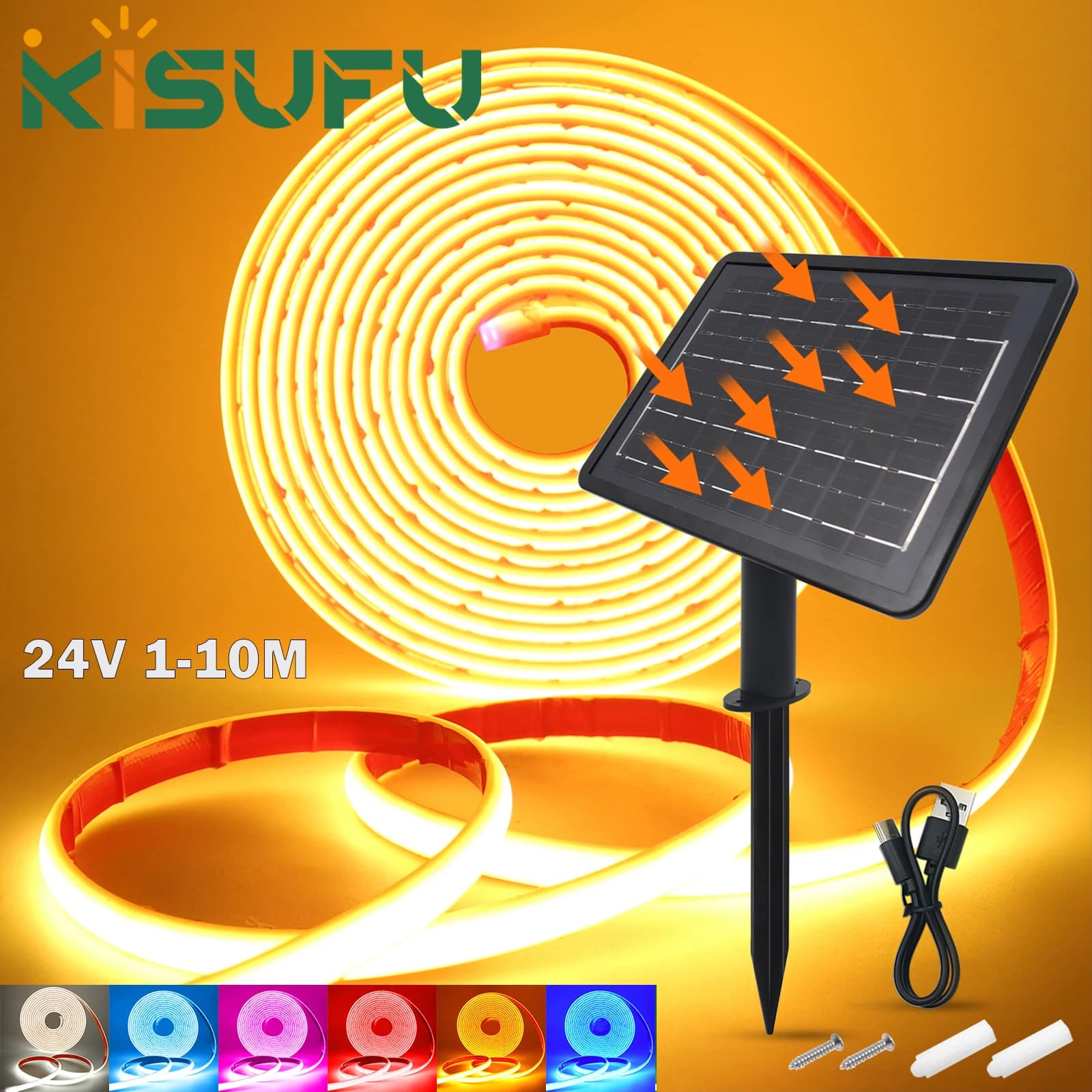 DC24V Ad Energia Solare COB Neon LED Striscia IP68 Impermeabile 320Led/M Nastro Adesivo Flessibile Corda Luce Giardino Domestico illuminazione Lineare