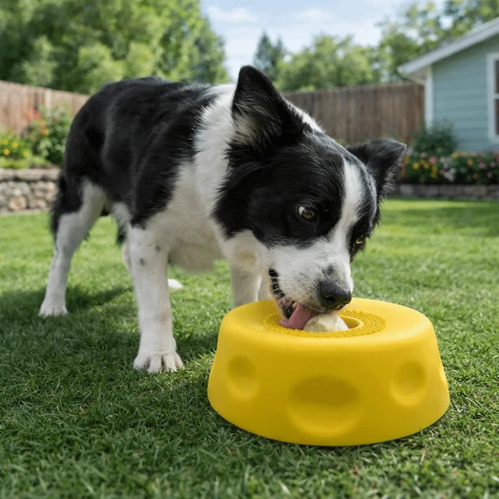 Ciotola Portatile in Silicone Alimentare per Cani, Antiscivolo con Sfera Rotolante, Ciotola per Alimentazione Lenta Anti-Soffocamento per Animali Domestici, per Snack Umidi