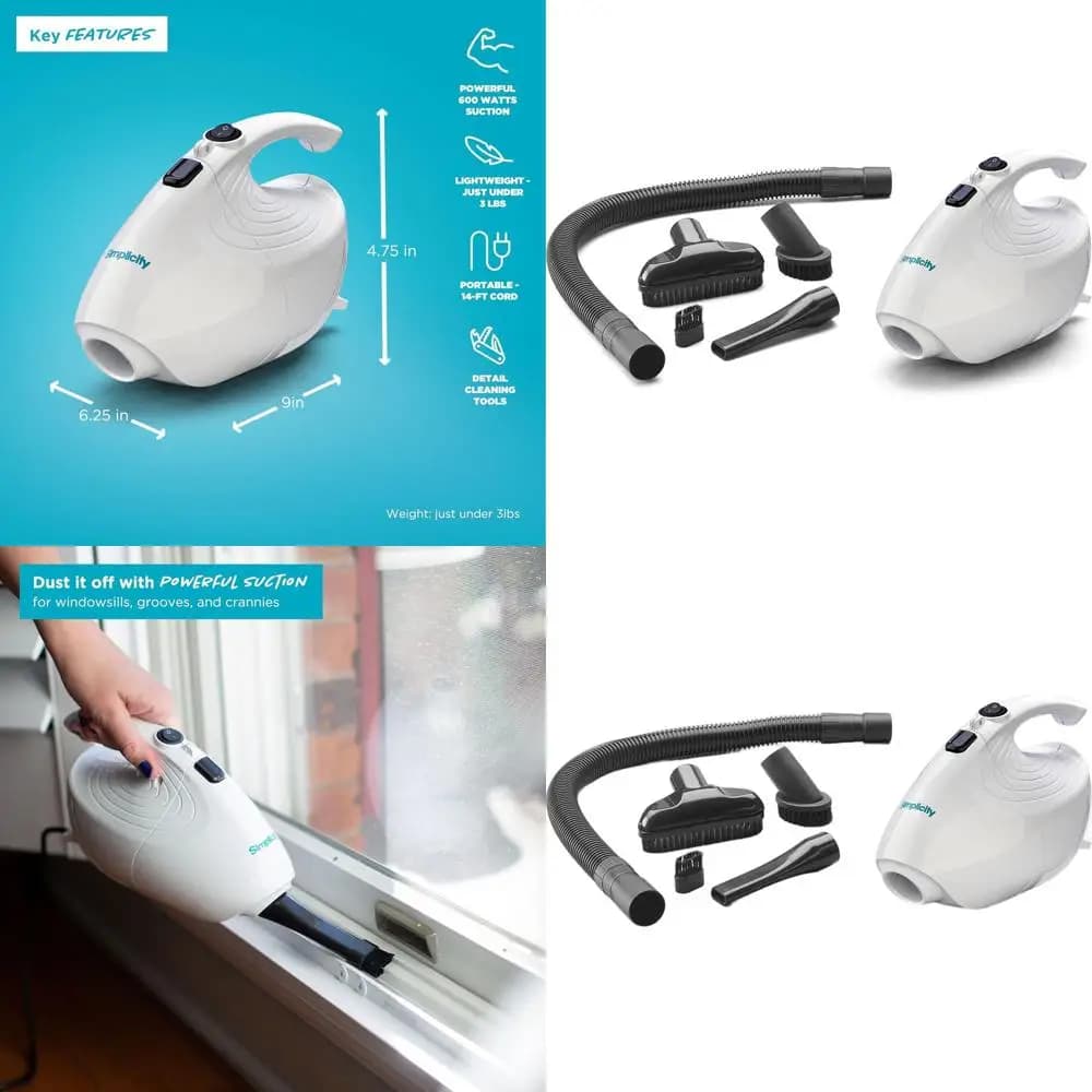 Aspirapolvere portatile compatto con cavo e accessori per lavori artigianali, cucito e dettagli auto