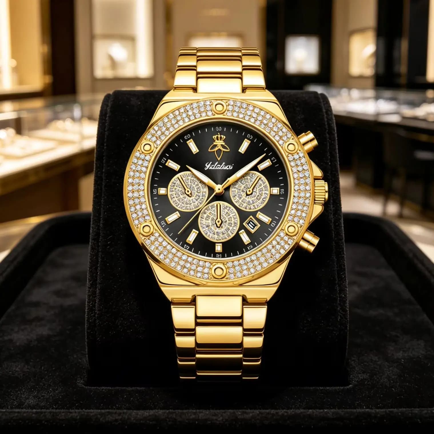 YaLaLuSi Orologio cronografo alla moda per uomo e donna, orologio da polso al quarzo con quadrante multiplo e lunetta scintillante, orologio da polso sportivo casual impermeabile per uomo, spedizione gratuita