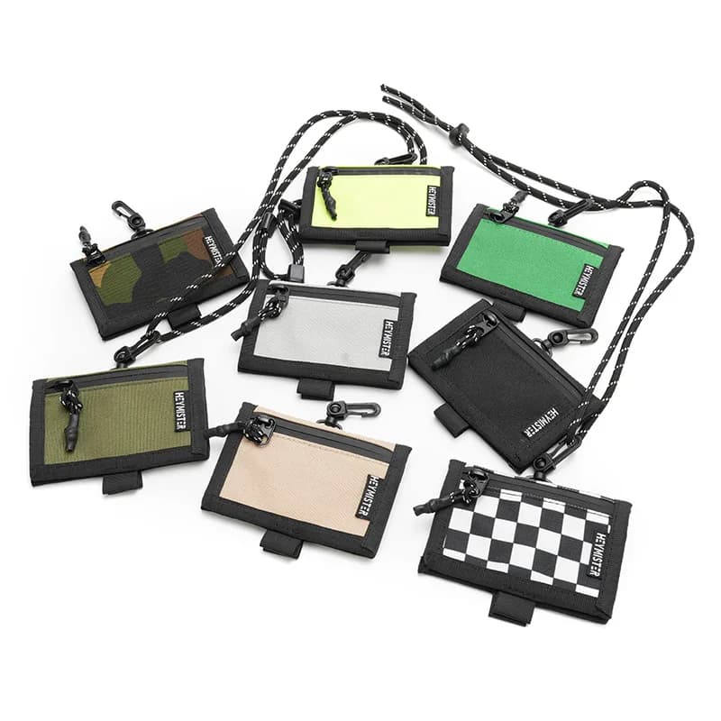 Portamonete unisex Nuovo giapponese Harajuku Portafogli a tracolla con collo appeso scozzese alla moda Borse per carte multifunzionali semplici e versatili