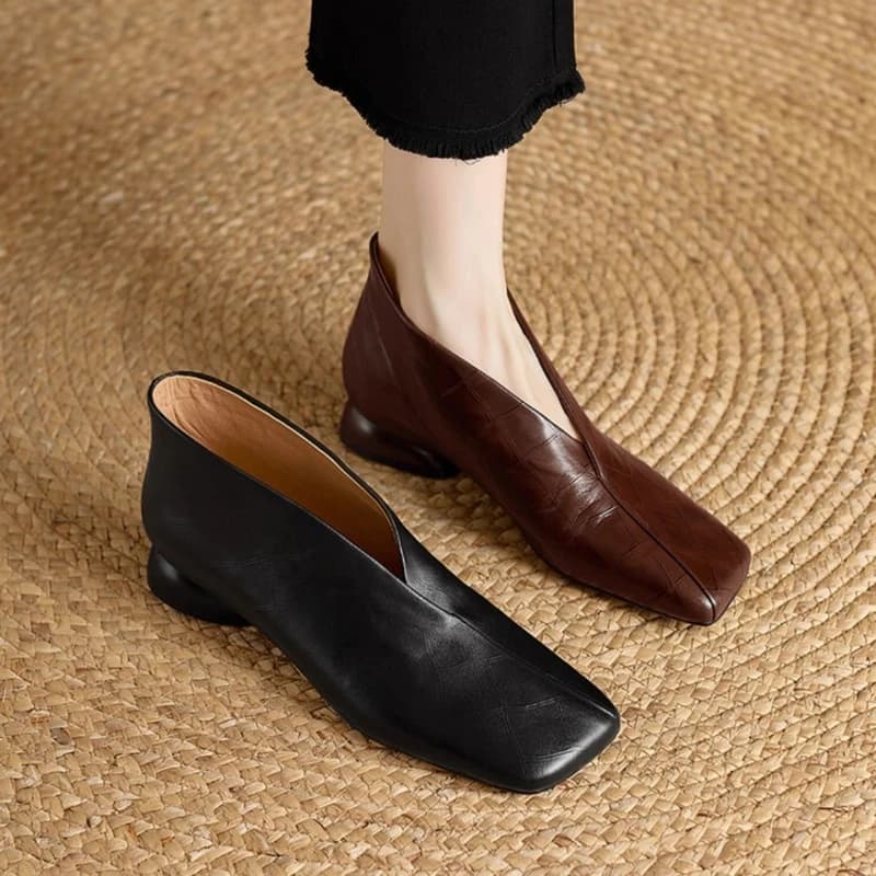 Scarpe da Donna con Tacco Medio per Primavera e Autunno, Mocassini Comodi con Punta Quadrata Antiscivolo, Stivaletti con Tacco Grosso