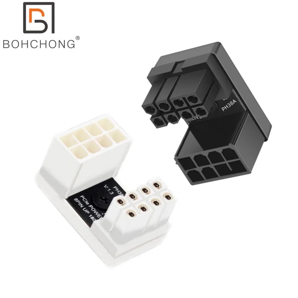 Nero 4.2mm bianco 8pin pci-e GPU connettore adattatore di alimentazione angolato a 180 gradi per scheda Video grafica Desktop fai da te cavo di alimentazione GPU