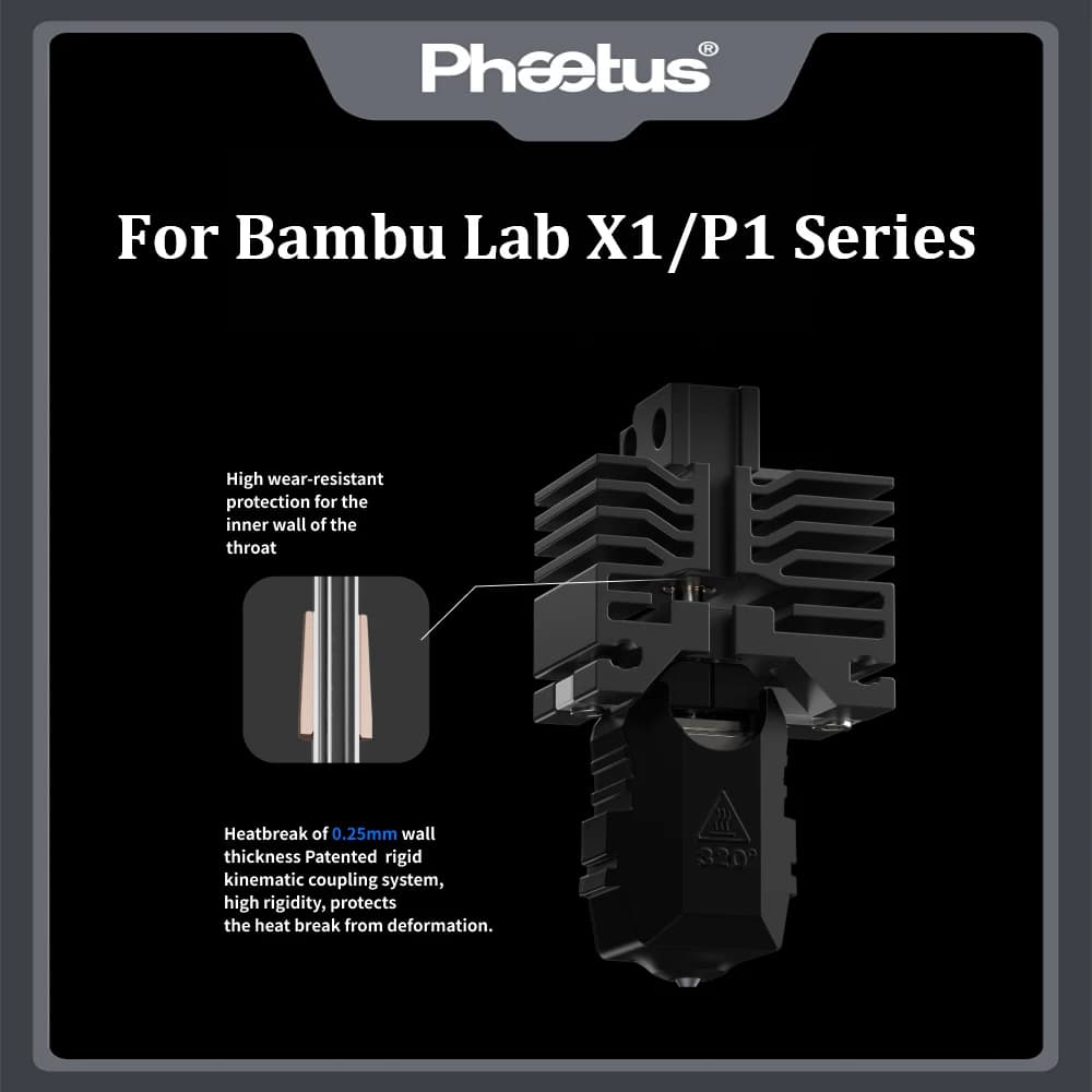 Phaetus Per Bambu Lab X1 P1 Serie Parti Della Stampante 3D Conch Hotend / Conch Hotend Plus Ugello EndCoat / Ugello in Carburo di Silicio
