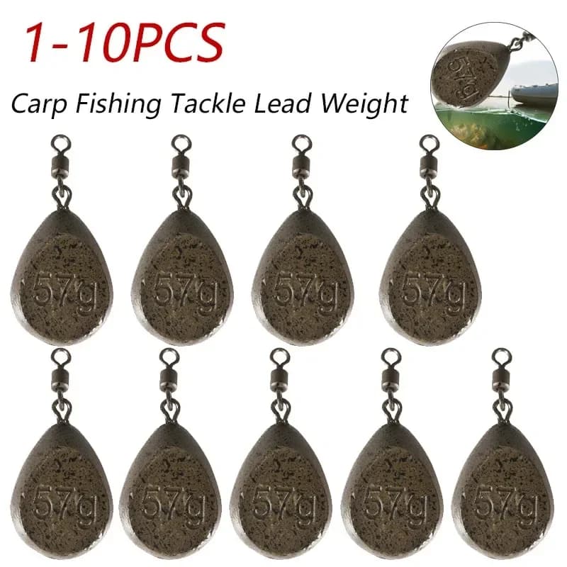 1-10 pcs fishing gear to carp lead weight 57g lead fishing weighing flat pear drop water platines for outdoor carp fishing Safe clip