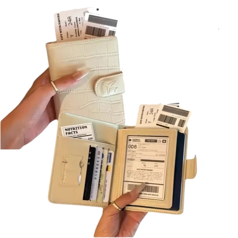PU Leather Passport Cover for Men & Women Organizer - Protective Card Holder ID Document Covers Fashion Travel Passport Case