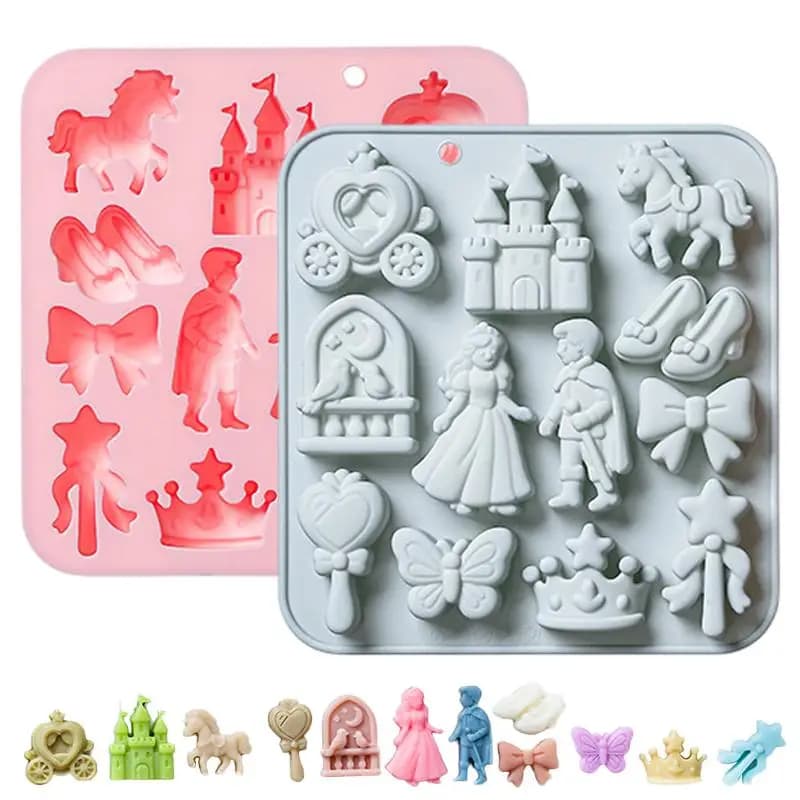 12‑Cavity 3D Prince Princess Silicone Mold for Cake Candy Chocolate Decor
