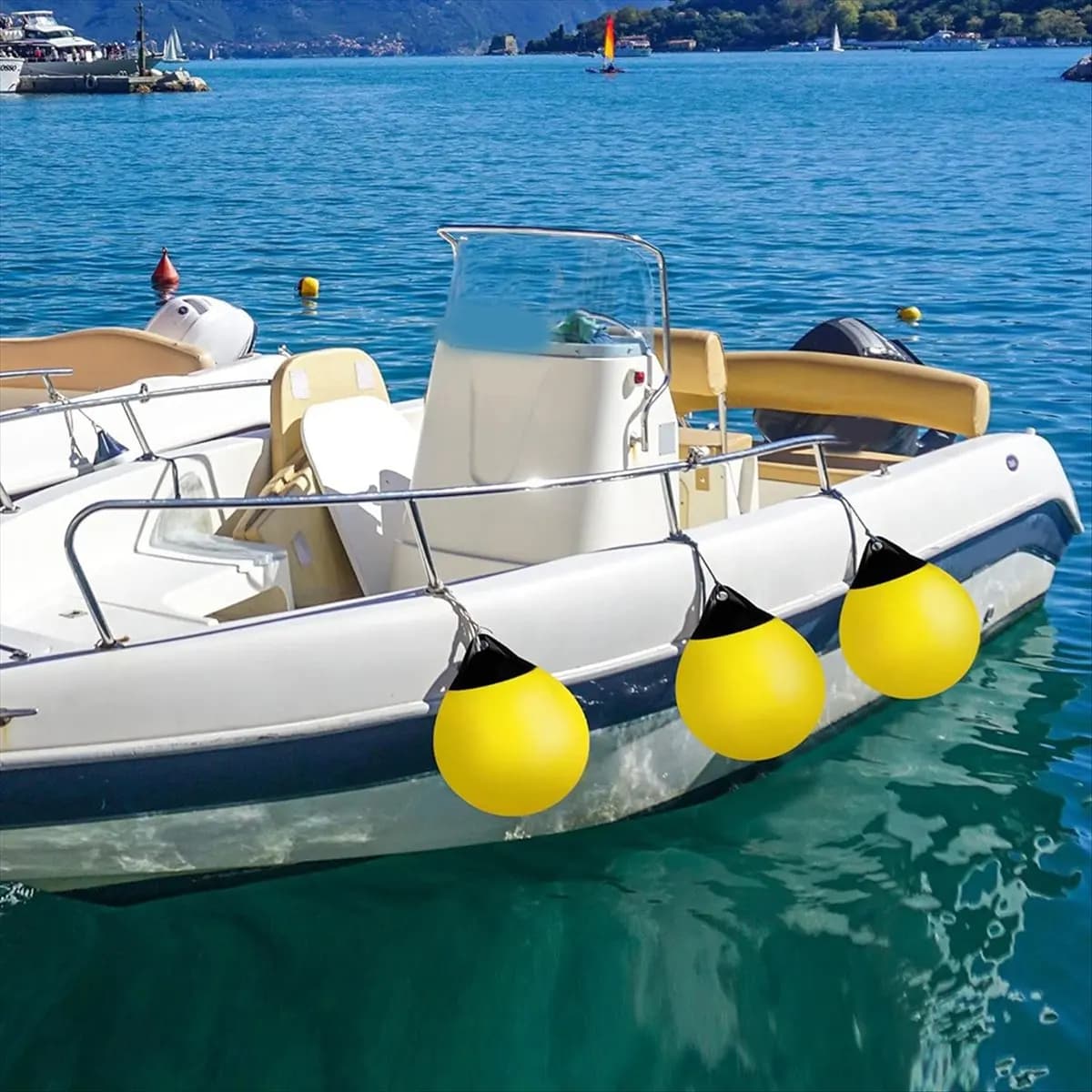 T34C Heavy Duty PVC Boat Fenders Ball Round Anchor Buoy Dock Bumper Ball Inflatable Protection Marine Mooring Buoy Red