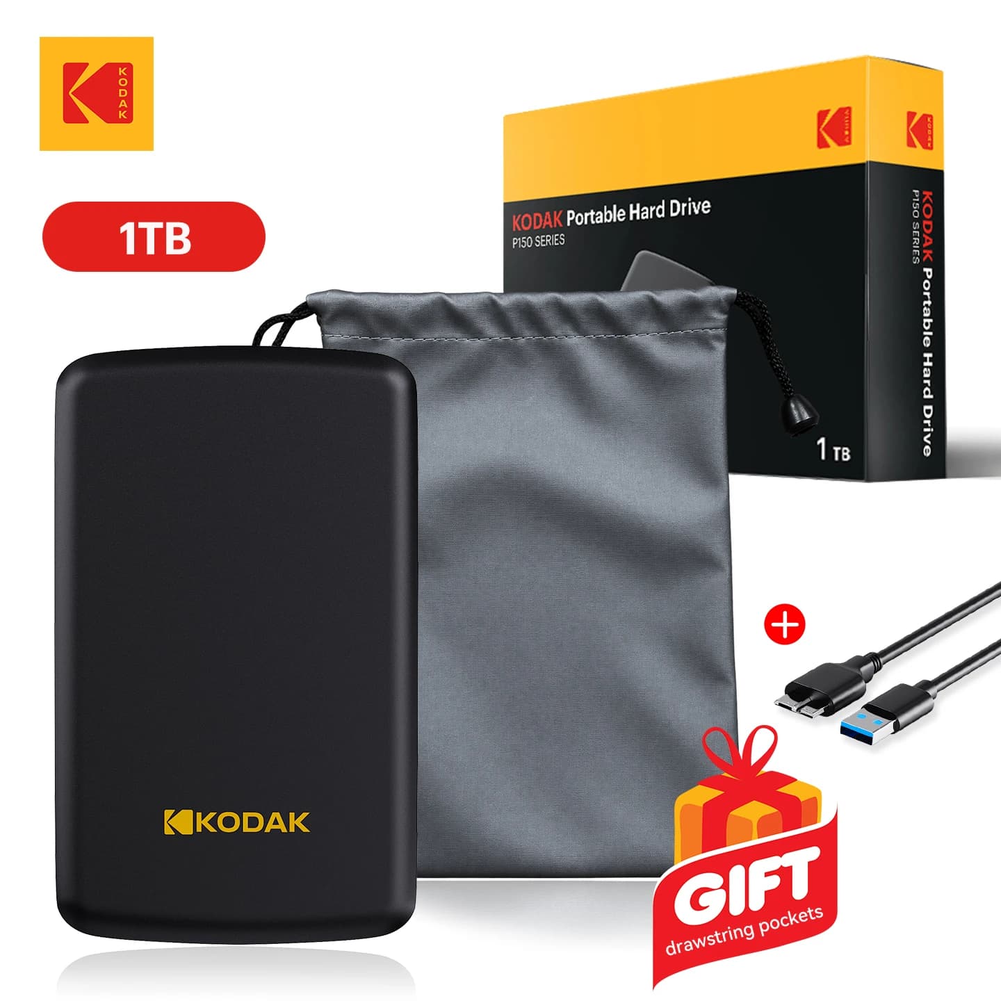 KODAK HDD Disco rigido esterno portatile da 2,5 pollici 500 GB 1 TB USB 3.0 di archiviazione compatibile per PS5 Xbox PC Mac Desktop MacBook