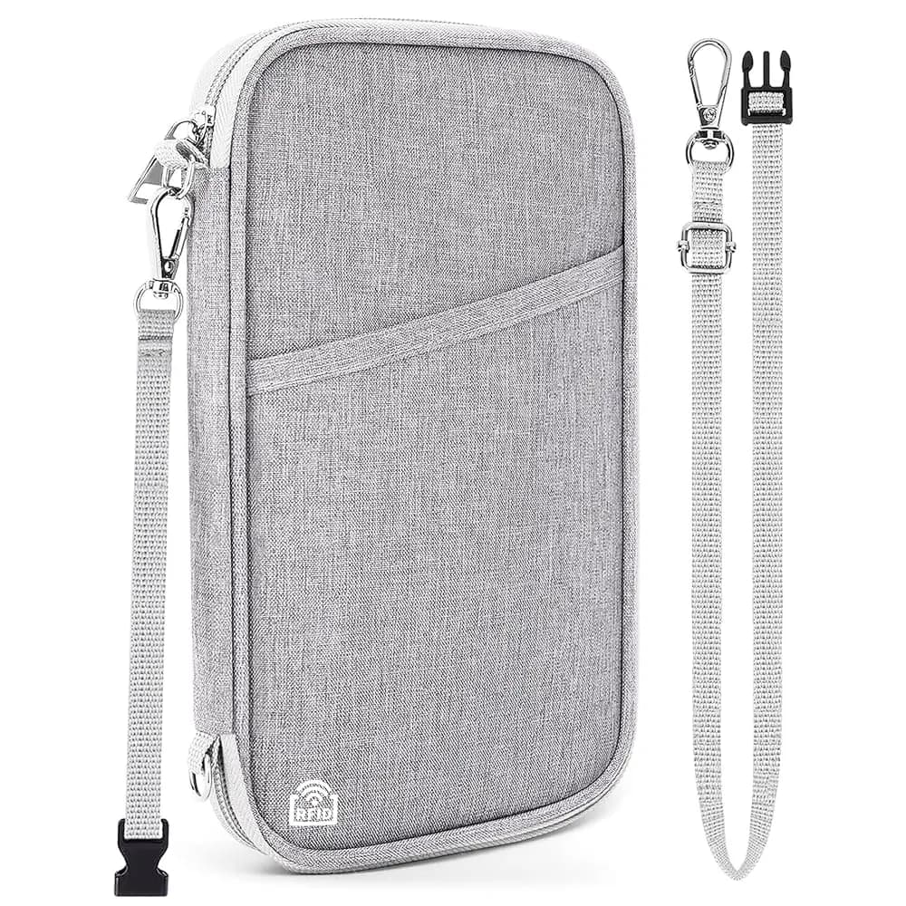 Porta Passaporti Familiare da Viaggio, Organizzatore Documenti con Blocco RFID e Stile di Trasporto Flessibile, Porta Passaporto Portatile