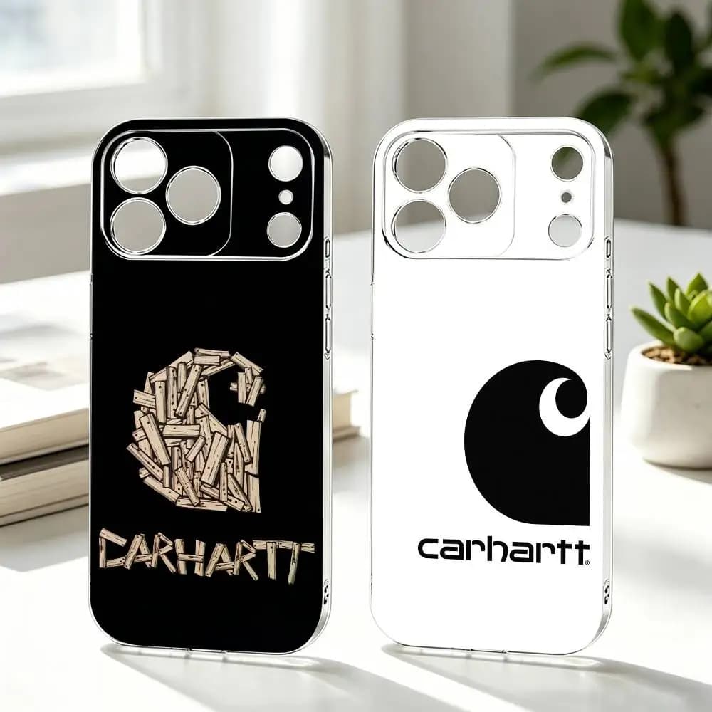 Custodia per telefono trasparente con logo vintage Carhartt per iPhone 17 16 15 14 13 12 11 Mini Pro Max Plus