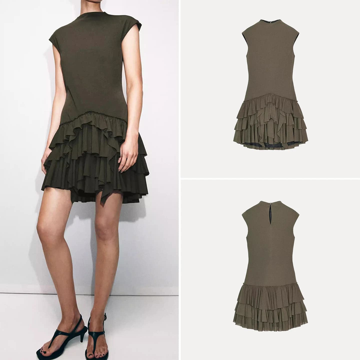 Women's Fashion Decorative Short Dress Spring 2026, Custom Stackable Dress Style Sleeveless Rhinestone skirt with Round Neck