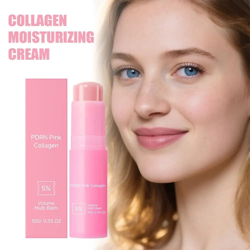 Brand 10g PDRN Pink Collagen Multi-effect Moisturizer Stick For Facial Eyes Lips Nourishing Plumping Soften 5% Volume Multi Balm