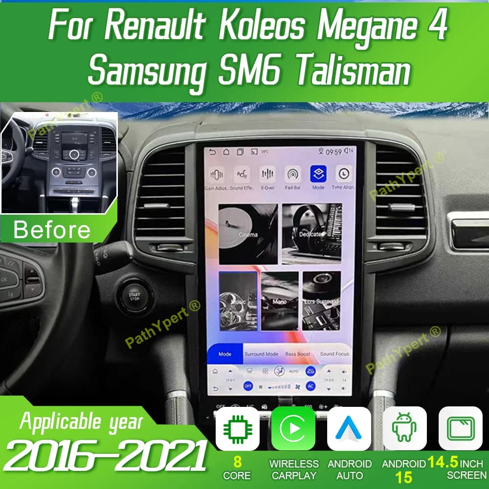 QCM 6125 Android15 Per Renault Koleos Megane 4 Samsung SM6 Talisman 2016-2021 14.5 "Schermo Qled Lettore Multimediale Radio CarPlay
