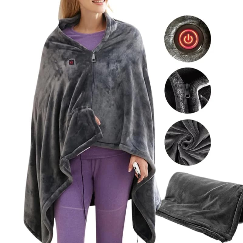 Coperta Riscaldante USB Lavabile con 3 Livelli di Temperatura, Scaldacorpo Indossabile