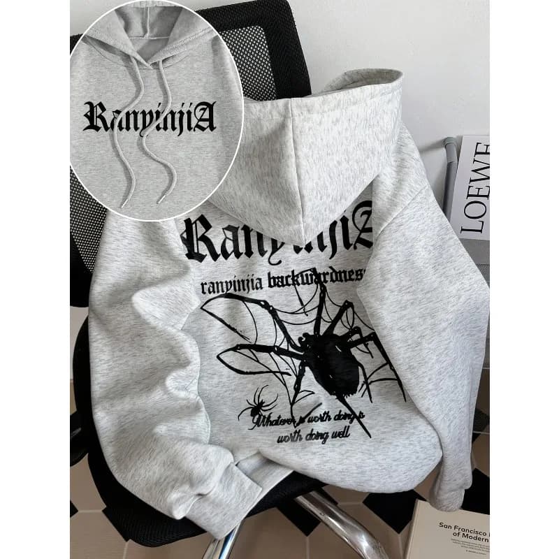 Men'S Gothic Style Print Sweatshirt, Comfortable Fit, Travel/Casual Commute Adaptable Hoodie