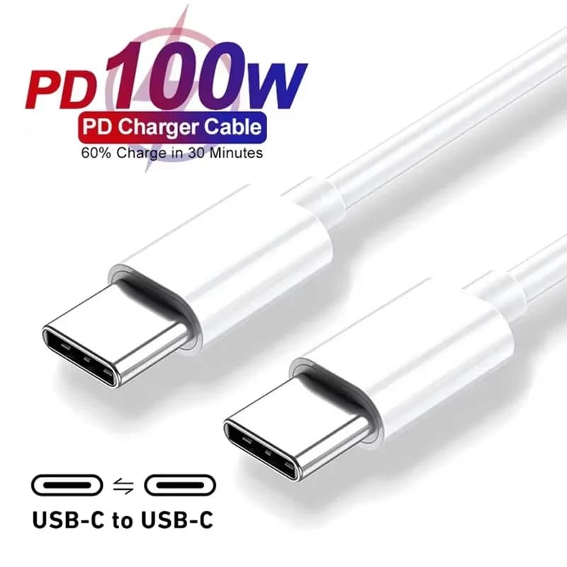 PD 100W Dual USB-C Fast Charging Cable For iPhone 15 16 17 Pro Max 15 16 Plus Samsung Moto Huawei Realme Type C to Type C Cable