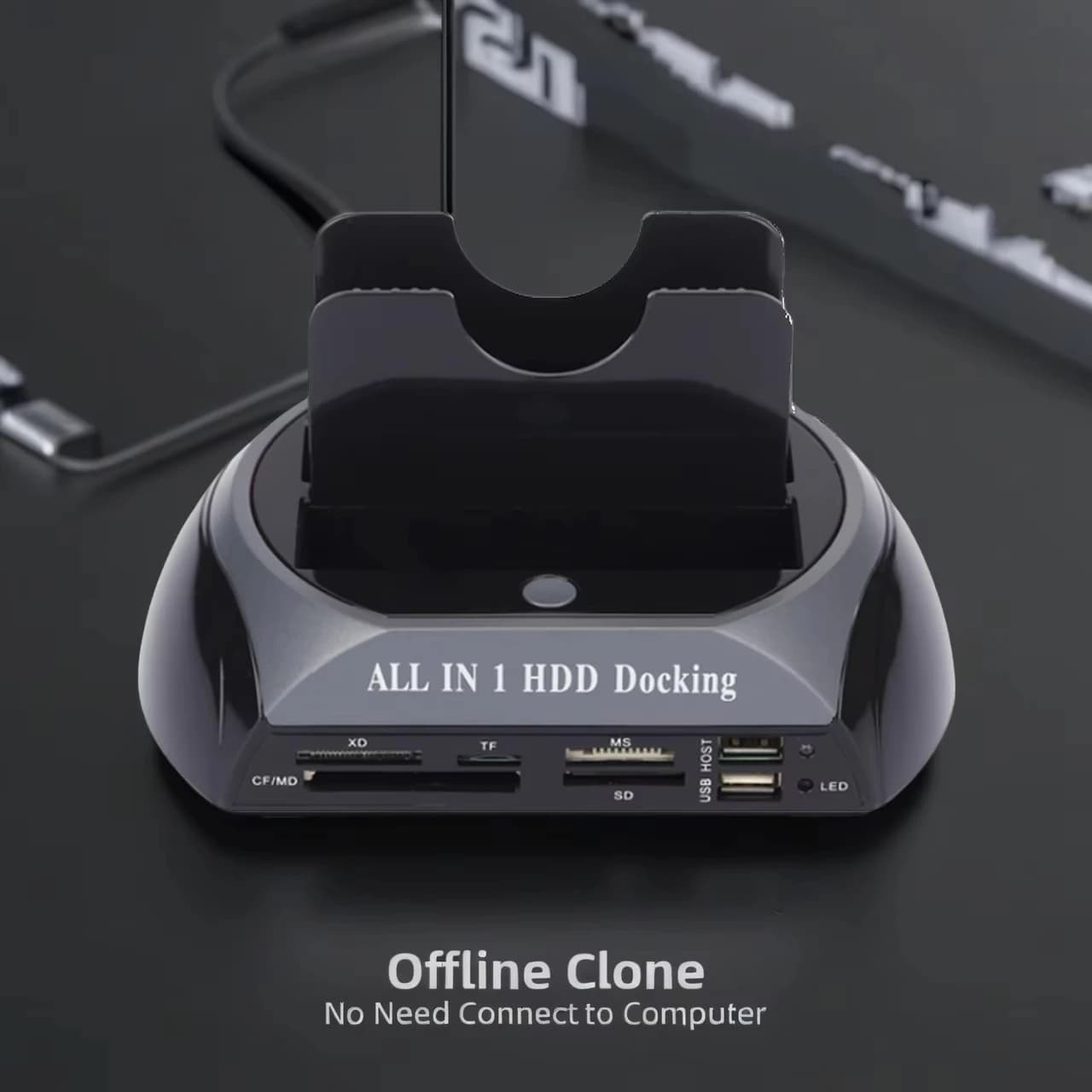 Docking Station USB 2.0 a Doppia Baia per Dischi Rigidi IDE/SATA/eSATA All-in-One con Lettore di Schede e Funzione di Clonazione