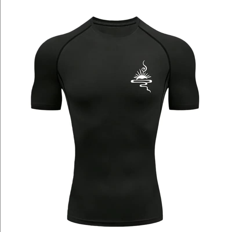 T-shirt Sportiva da Uomo Sunrise Design 2026, Maglietta Compressiva per Allenamento Fitness, T-shirt Atletica da Palestra