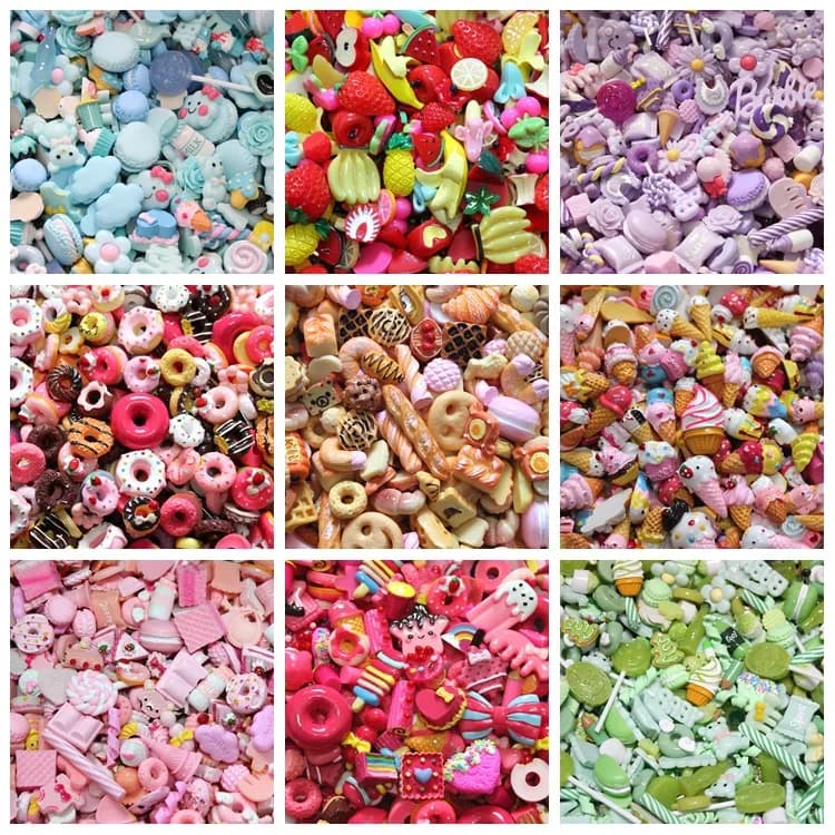 10 pezzi di ciondoli in resina fai da te scatola di melma forniture giocattolo per bambini ciondoli modellazione argilla kit fai da te accessori regalo in plastica per bambini