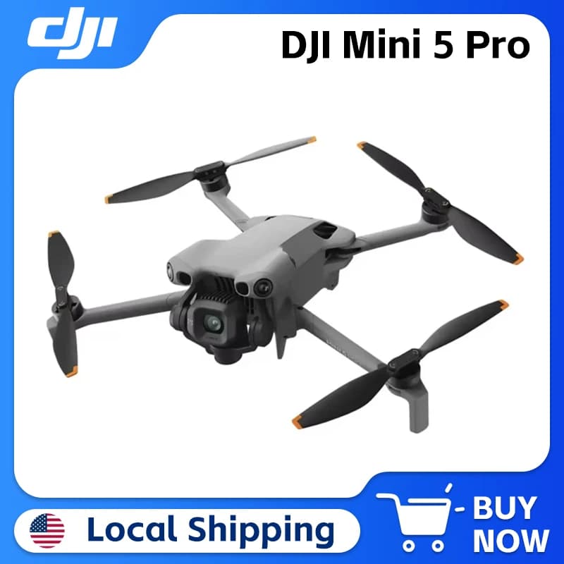 Il mini drone con fotocamera CMOS grande da 1 pollice all-in-one DJI Mini 5 Pro presenta un design pieghevole ultraleggero e dai dimensioni della palma