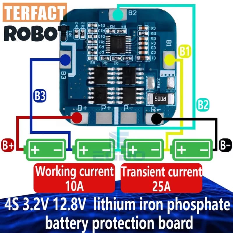1~10PCS 4S 3.2V 12.8V 10A 25A lithium iron phosphate battery protection board for 18650 battery LiFePO4 Battery Charger Module