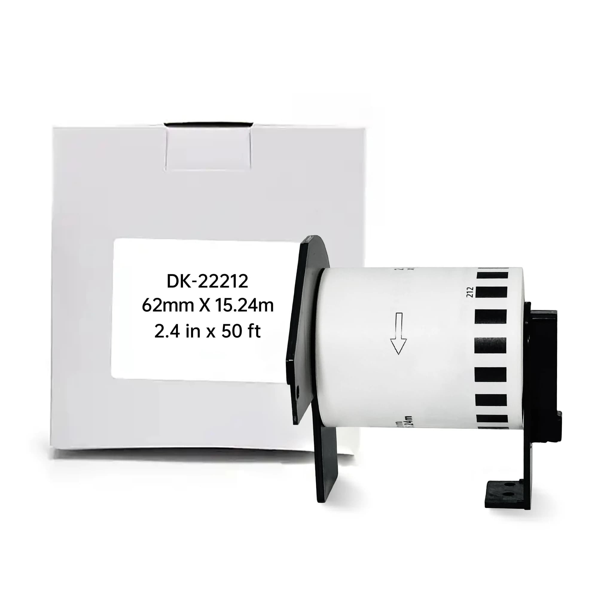 Nastro in pellicola bianca resistente a lunghezza continua compatibile con Brother DK-22212 - Rotolo di etichette da 62 mm con cartuccia porta-etichette